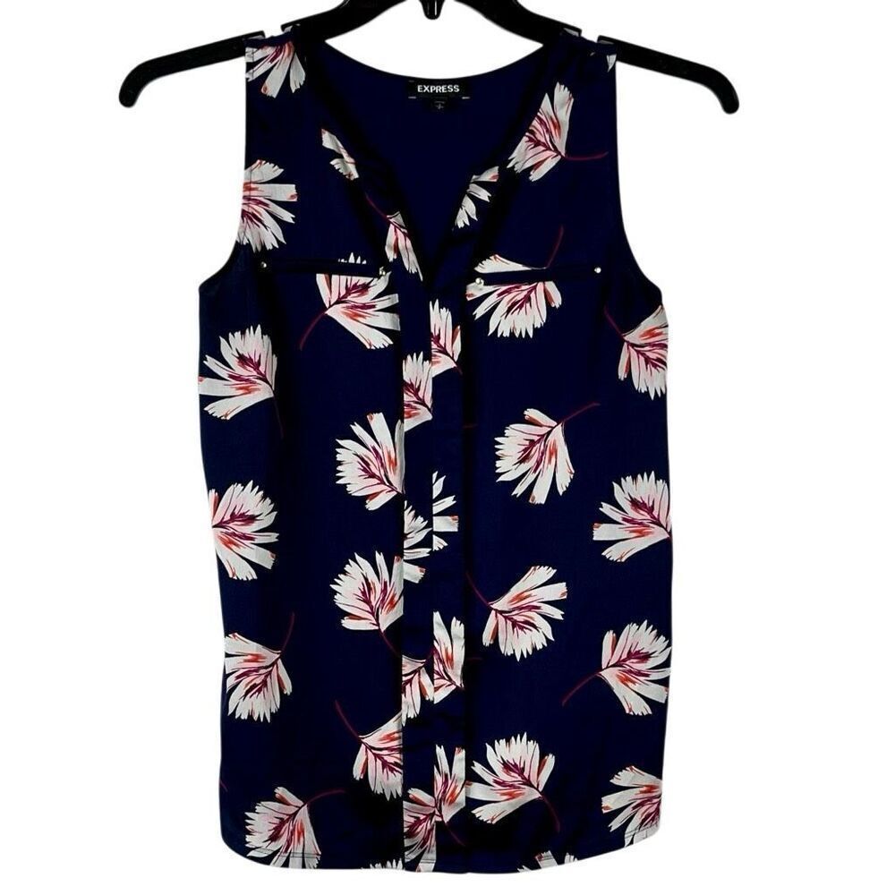 Express Floral V-neck Sleeveless Blouse Small